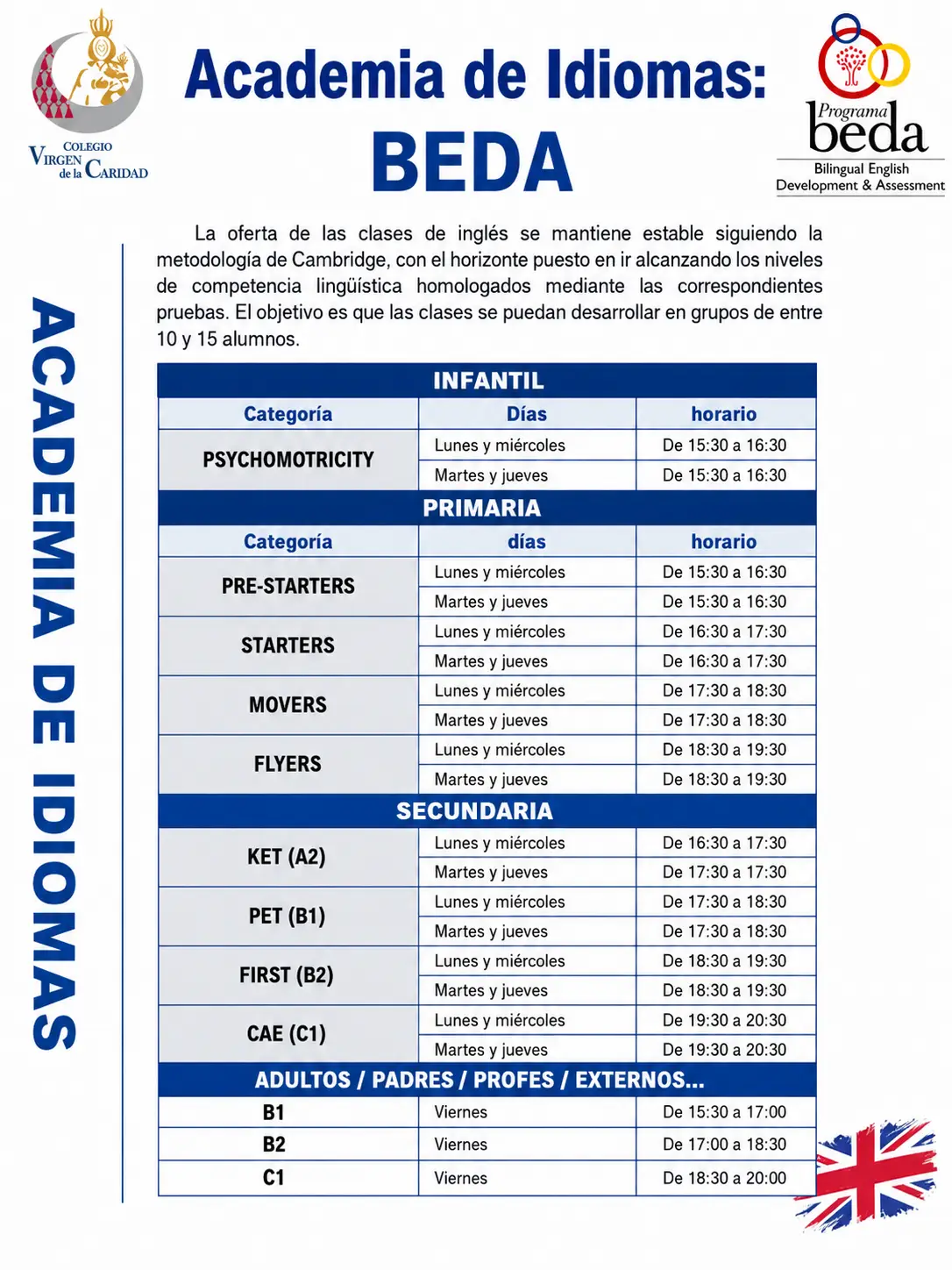 Academia de Idiomas BEDA del Colegio Virgen de la Caridad